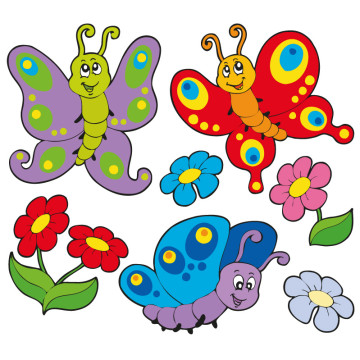 Bild zu Kinder Wandtattoo Schmetterlinge mit Blumen 2